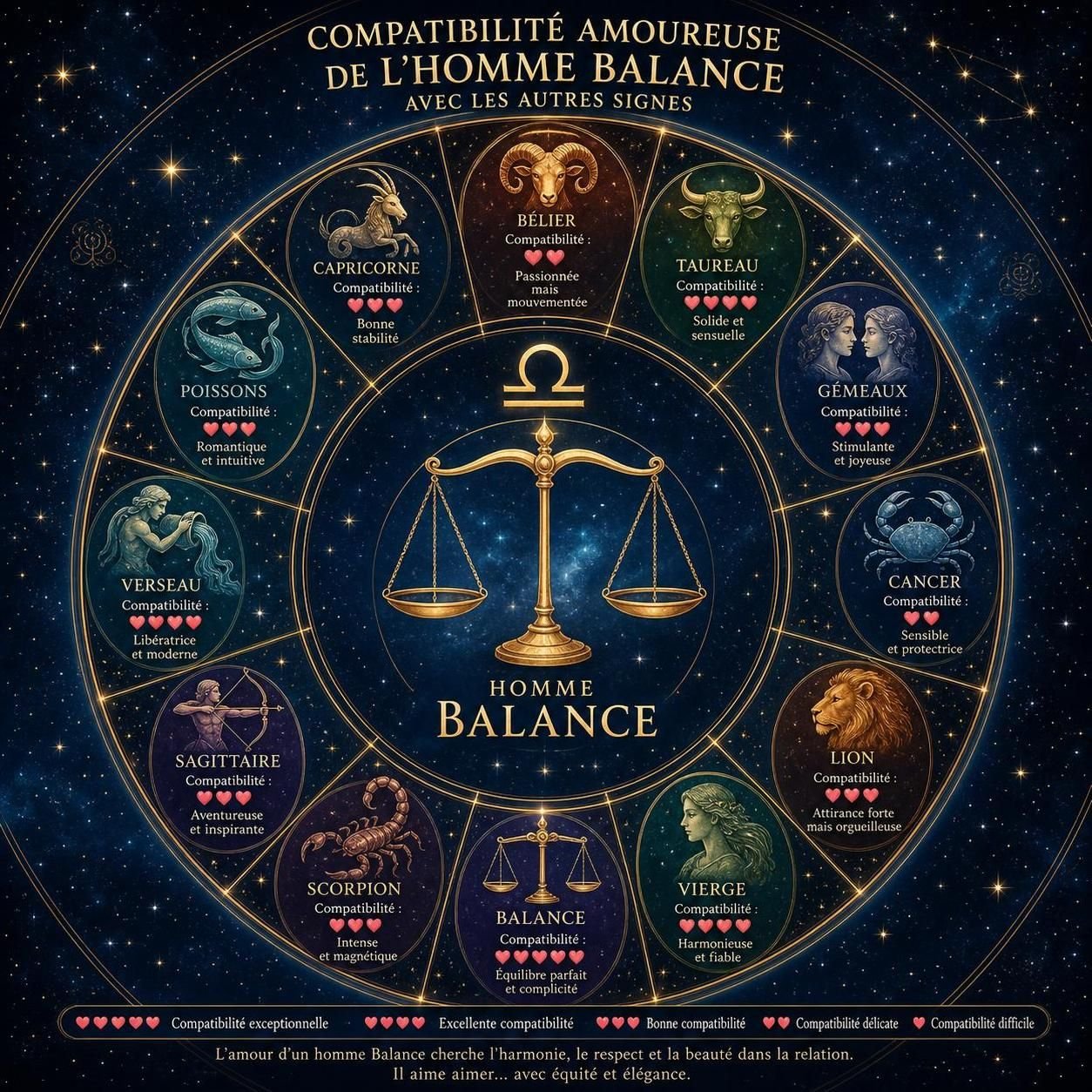 découvrez la compatibilité amoureuse avec un homme balance : ses traits de caractère, ses attentes en amour et comment construire une relation harmonieuse avec ce signe d'équilibre et de douceur.