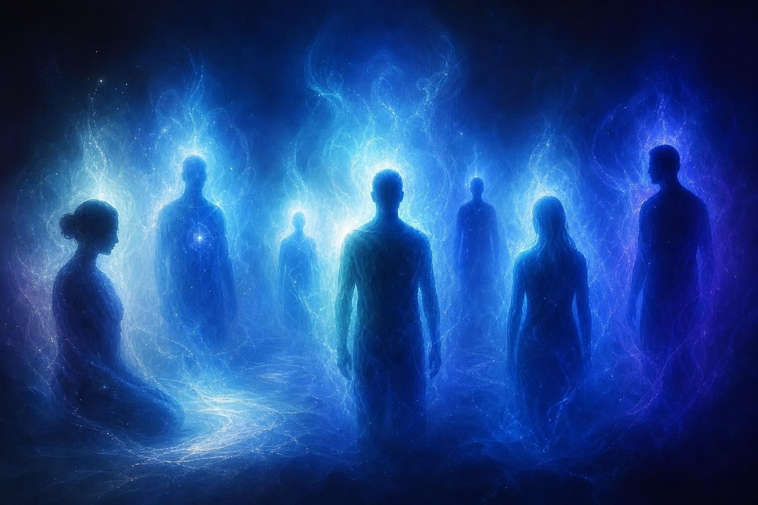 découvrez la signification spirituelle de l'aura bleue, symbole de calme, de sagesse et de communication intuitive.