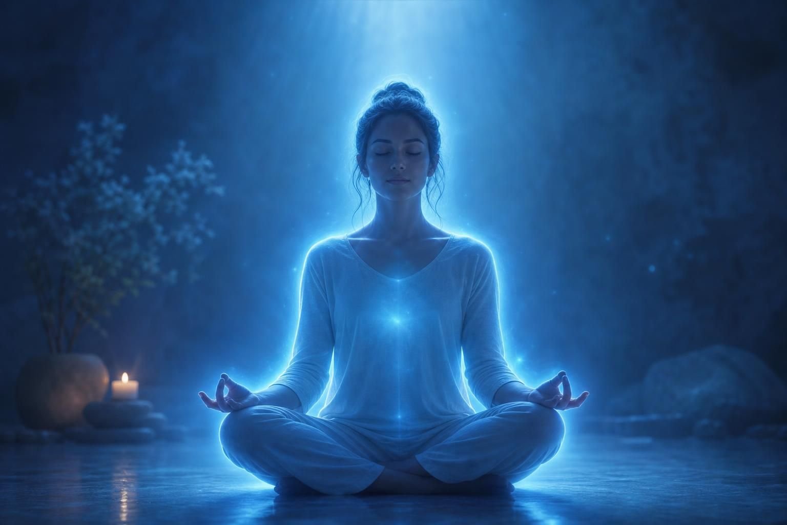 découvrez la signification spirituelle de l'aura bleue, symbole de paix intérieure, communication et intuition.